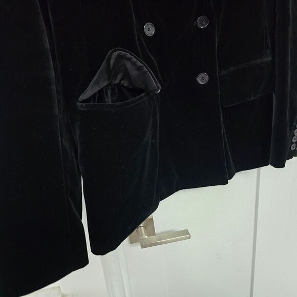 Marc by Marc Jacobs Velvet Lapel Collar Double Breasted Blazer in Black - Picture 4 of 13